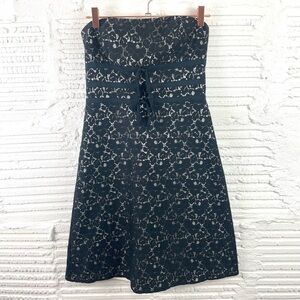 White House Black Market Black Lace Strapless Lined Cocktail Dress Size 2